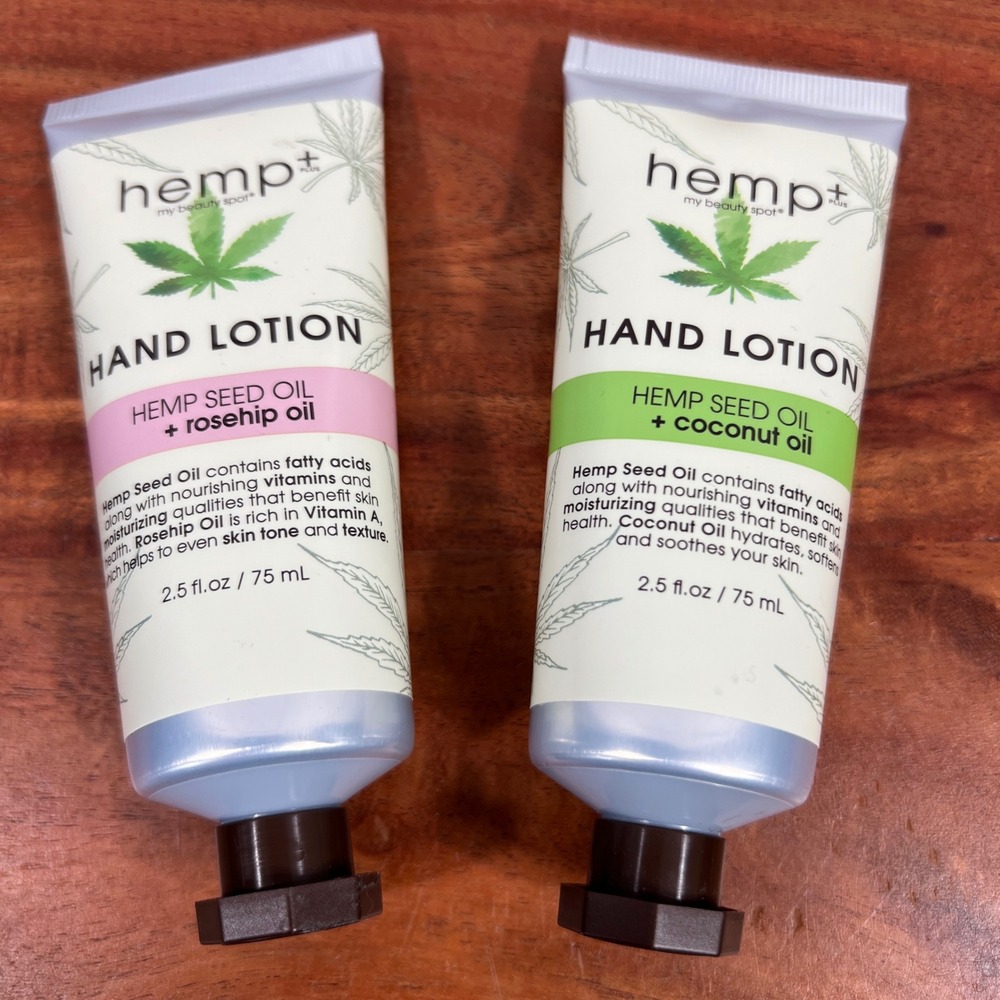 Hemp Plus My Beauty Spot Hand Lotion Set Rosehip Coconut Oil 2.5 oz 2 Pack